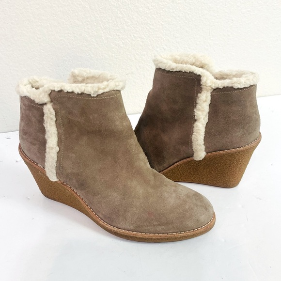 Cole Haan Michelle Grey Suede Wedge Booties Size 10 - Picture 1 of 7
